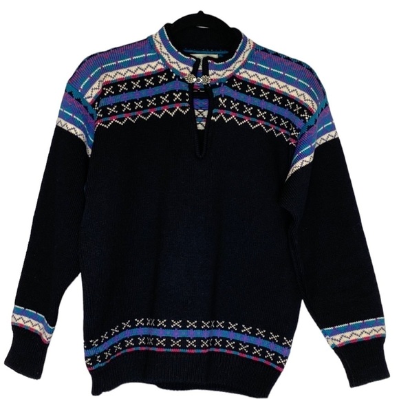 Fair Isle Stowe Woolens Vermont 100% Wool Vintage 1980’s Made In USA - Picture 1 of 11